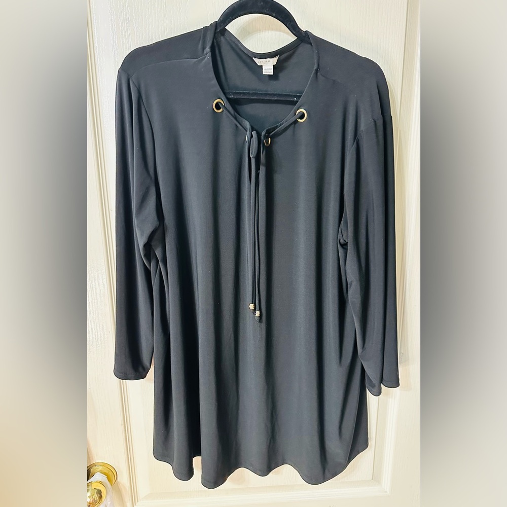 Cato Black Tunic with Grommet Details